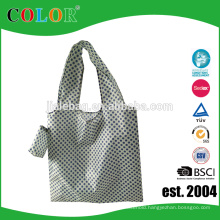 Handled Style and Polyester Material foldable shopping bag with pouch